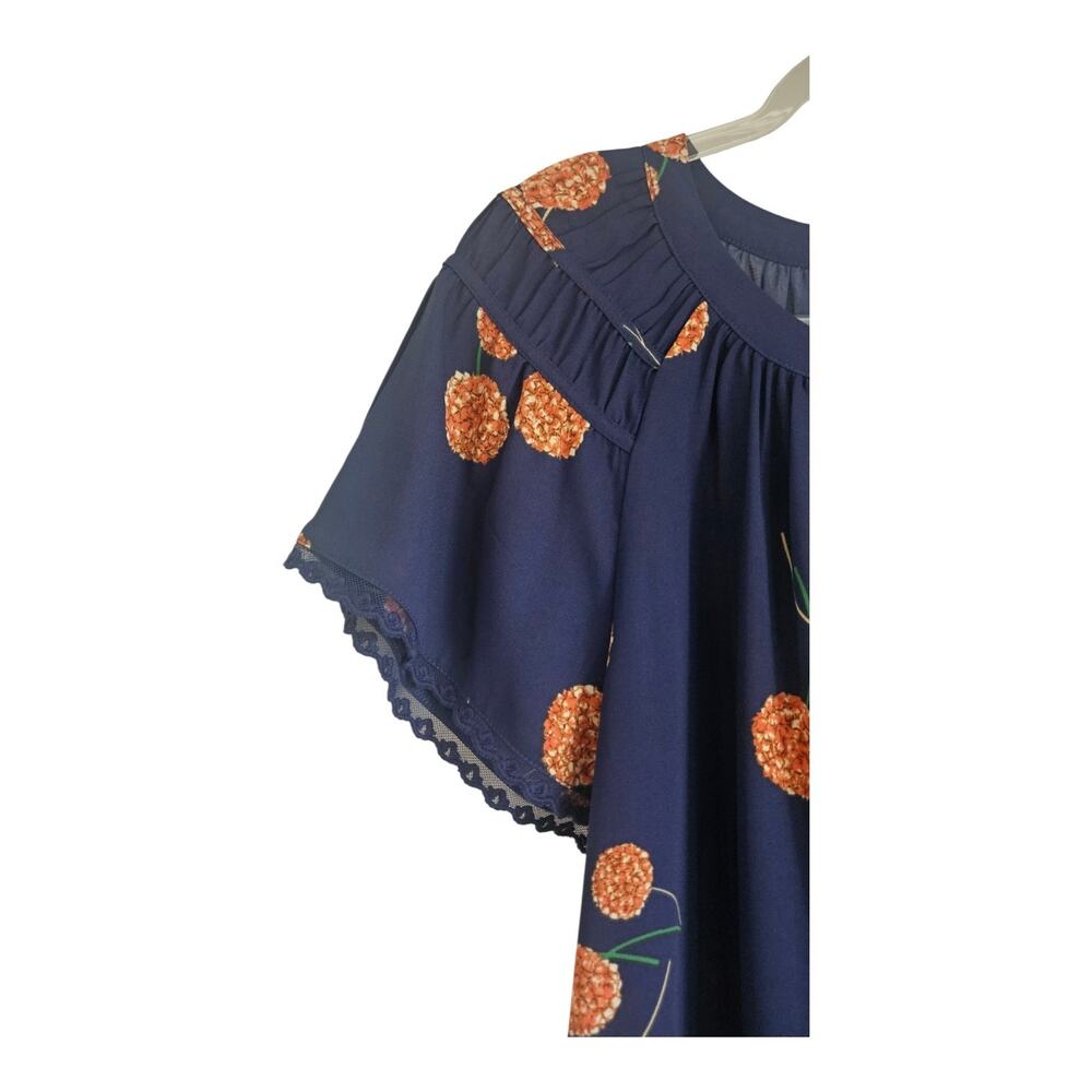 Daniel Rainn NWT Womens 1X Blouse Top Lace Trim Blue Floral S/S Pullover - Picture 4 of 8